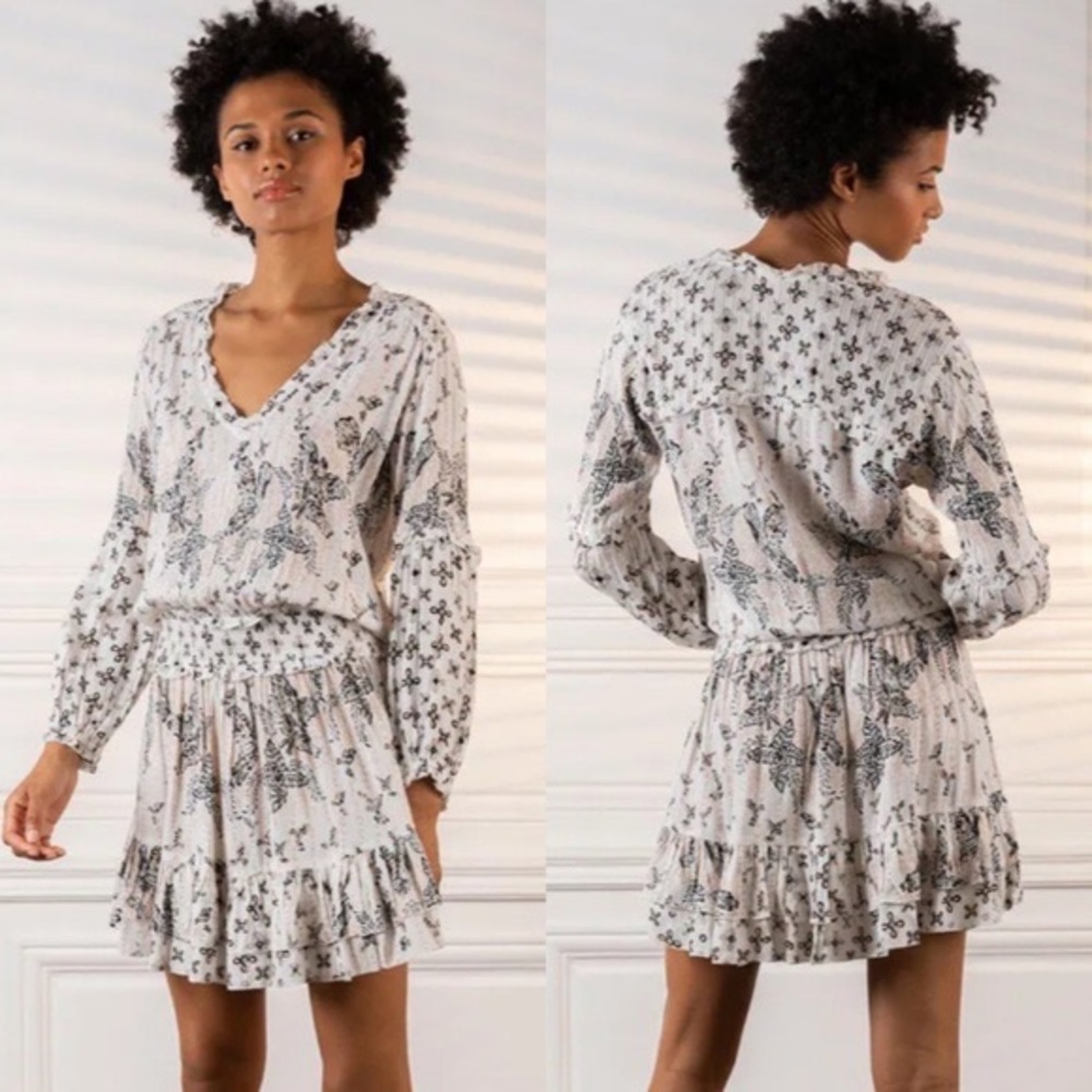 Poupette St Barth Ilona Mini Dress in Black Parrot